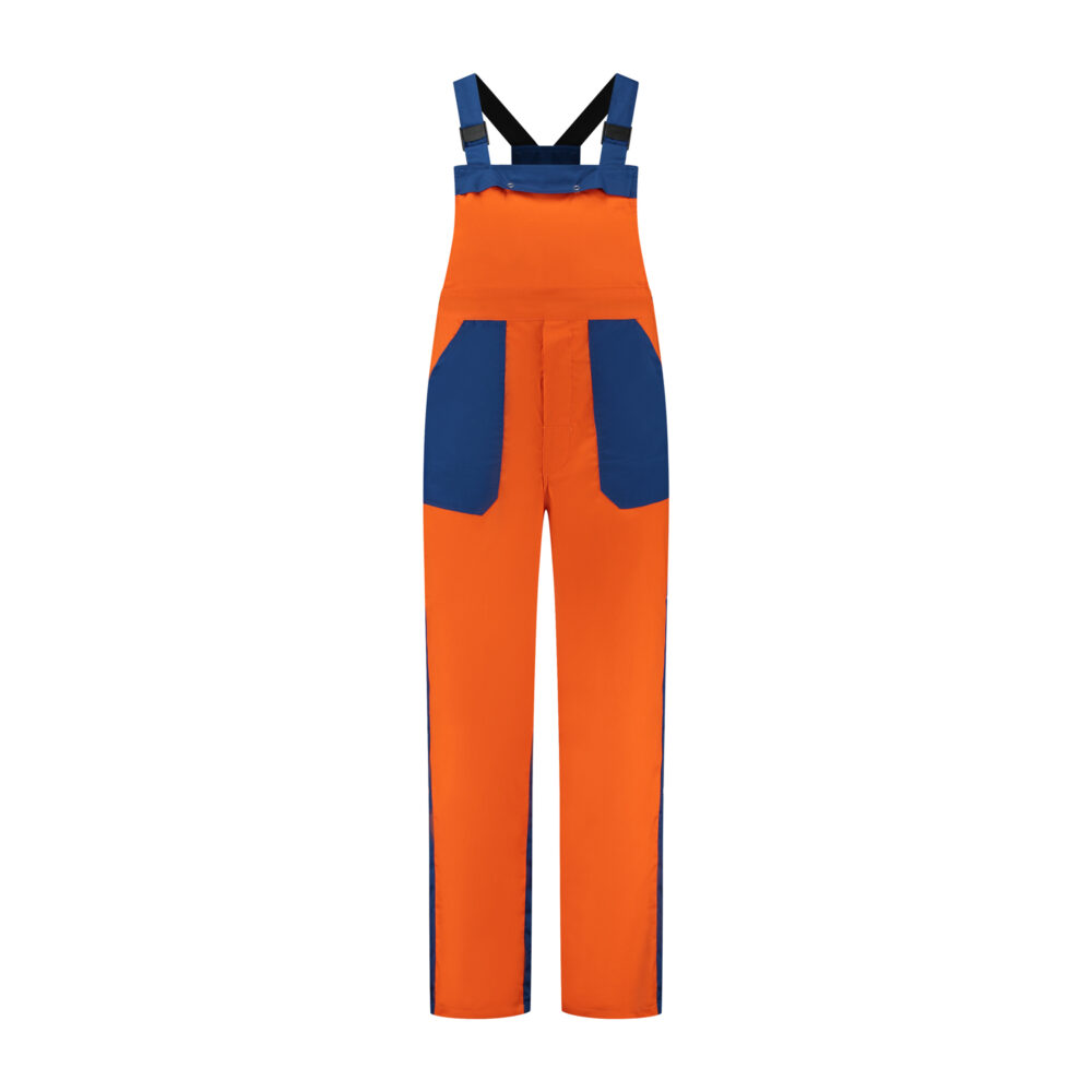 Tuinbroek polyester/katoen – Oranje/Korenblauw